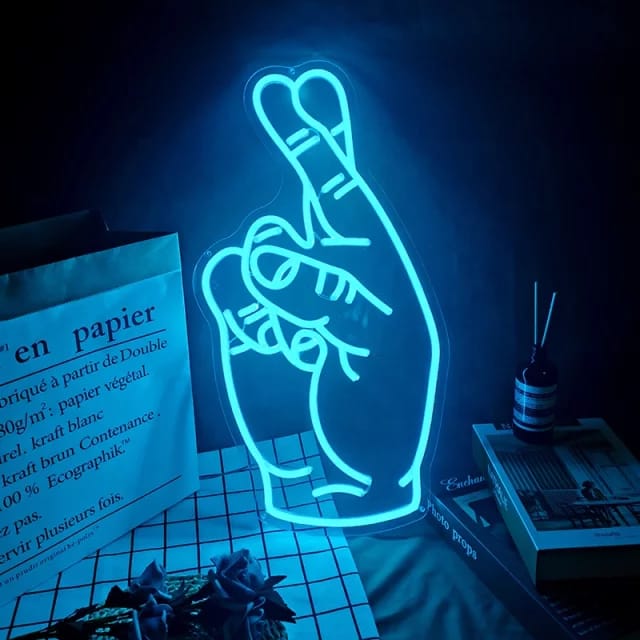 Fingers Crossed Neon Sign | Fingers Crossed LED Sign | Switch Neon